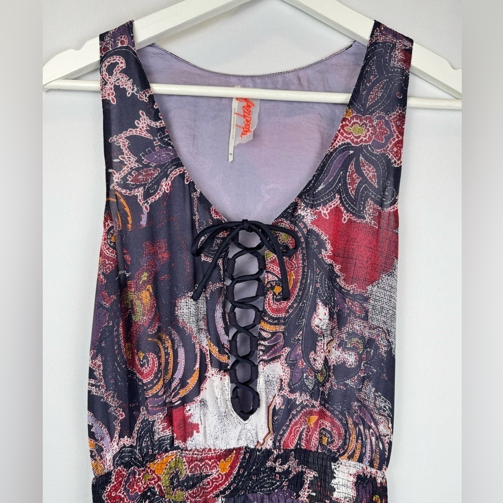 Free People Falling For Georgette Dress  Sleeveless Pockets Paisley Size XS - Picture 4 of 12